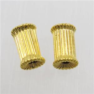 corrugated copper tube beads, gold plated, approx 6-9mm [FD376]