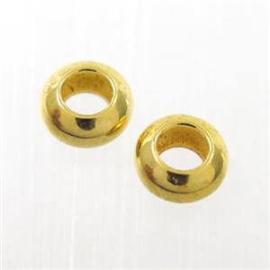 smooth copper rondelle spacer beads, large hole, gold plated, approx 6mm, 3mm hole [FD379]