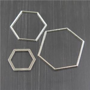 copper linker, hexagon, silver plated, approx 22-26mm [FD386-L]