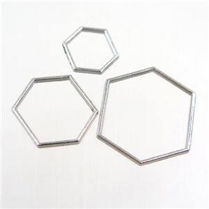 copper linker, hexagon, platinum, approx 22-26mm [FD387-L]