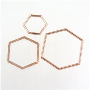 copper linker, hexagon, rose gold, approx 22-26mm [FD388-L]