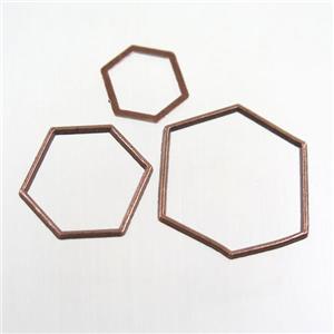 copper linker, hexagon, antique red copper, approx 12-14mm [FD390-S]