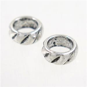carved alloy beads, rondelle, antique silver, approx 8mm dia [FD392]