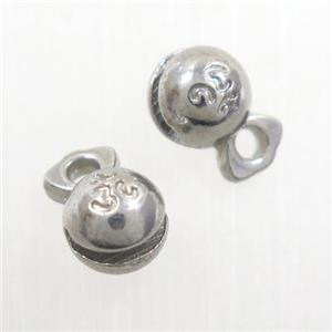 alloy bell pendant, antique silver, approx 6mm dia [FD394]