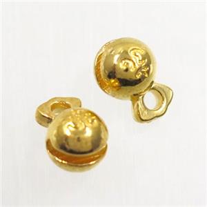 alloy bell pendant, gold plated, approx 6mm dia [FD395]