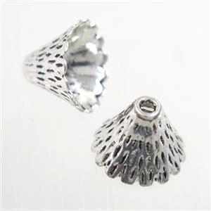 alloy beadcaps, tassel bail, antique silver, approx 9-12mm [FD399]