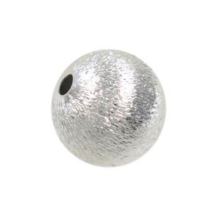 Brushed copper beads, round, silver plated, approx 4mm dia [FD402-4MM]