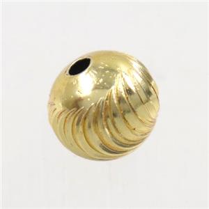 round copper beads, carved, gold plated, approx 8mm dia [FD406]