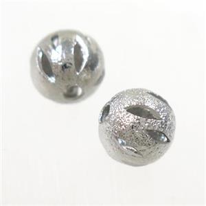 round copper beads, carved, platinum plated, approx 8mm dia [FD407]