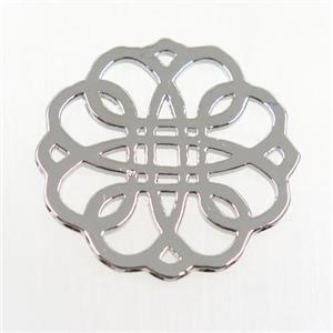 copper flower connector, platinum plated, approx 29mm dia [FD408]