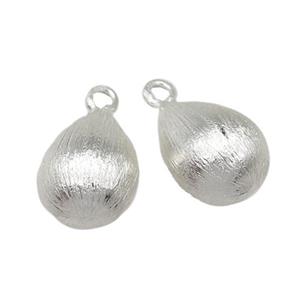 copper brushed teardrop pendant, silver plated, approx 10-15mm [FD413]