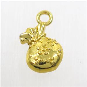 copper moneybag pendants, gold plated, approx 9-12mm [FD415]