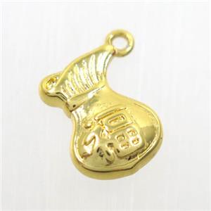 copper moneybag pendants, gold plated, approx 9-12mm [FD416]