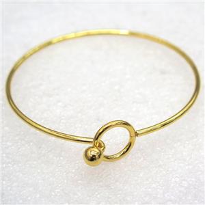 stainless steel cuff bangle, gold plated, approx 62mm dia, 2mm thickness [FDBR44]
