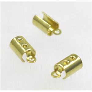 Raw brass crimp clip, cord end, approx 5.5x10mm [FDC017]
