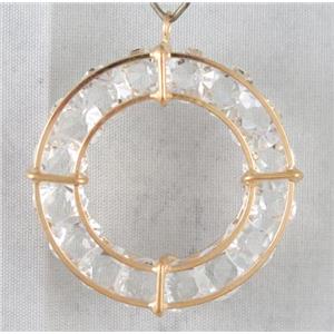 rhinestone pendant, gold plated, approx 8.5mm dia, 21pcs bead, 50mm dia [FDCMH1044-50MM]