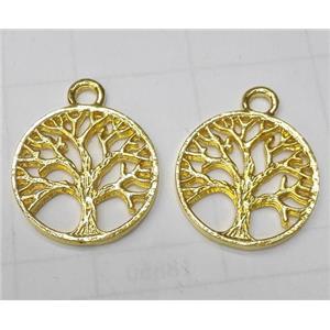 Alloy pendant, lift tree, gold plated, approx 20mm dia [FDCPD238]