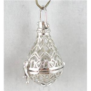 copper locket pendant, platinum plated, approx 22x35mm [FDCPD239]