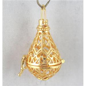 copper locket pendant, gold plated, approx 22x35mm [FDCPD240]