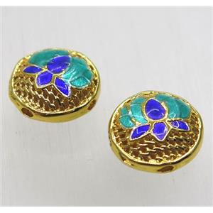 enameling copper spacer bead, flat round, approx 10-14mm [FDEP305]