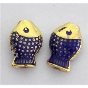 enameling copper fish bead, colorfast, approx 10-14mm [FDEP337]