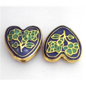 enameling copper heart bead, colorfast, approx 10-18mm [FDEP338]