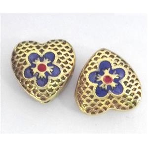 enameling copper heart bead, colorfast, approx 10-18mm [FDEP340]