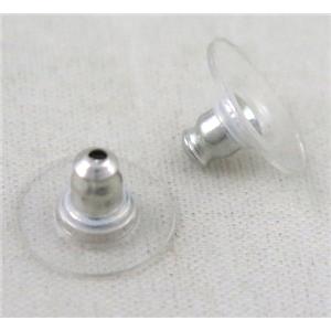 earring back, platinum plated, approx 6x12mm [FDER063]