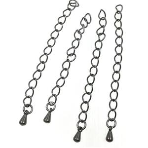 Necklace Extender Chain, Copper, black Plated, approx 5cm length, loop: 4.3x5mm [FDNK014]