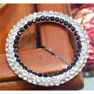 alloy ring with rhinestone, silver plated, approx 30mm dia [FDSTYA2172]