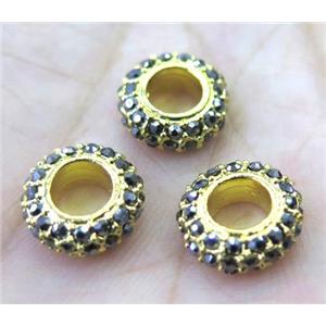 alloy spacer bead with rhinestone, rondelle, approx 12mm dia [FDSTYA2174-12MM]