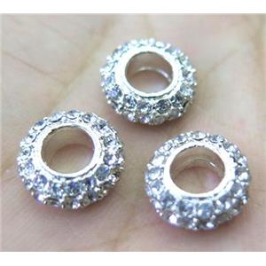 alloy spacer bead with rhinestone, rondelle, approx 12mm dia [FDSTYA2175-12MM]