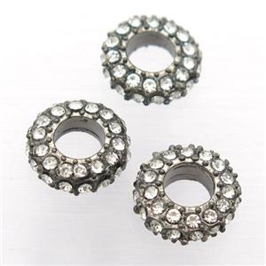 alloy spacer bead with rhinestone, rondelle, approx 12mm dia [FDSTYA2177-12MM]