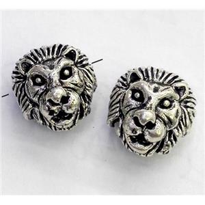 alloy spacer bead, lion head, antique silver, approx 12mm dia [FDSTYA2179]