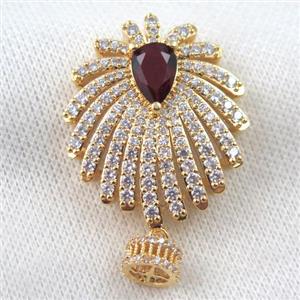 copper pendant paved zircon, approx 30-50mm [FDZN1010]