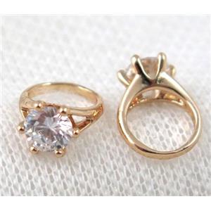 copper ring paved zircon, approx 10mm dia, 7mm dia [FDZN1035]
