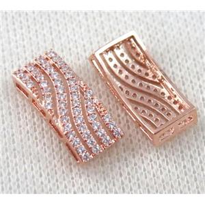copper bead paved zircon, rectangle, rose gold, approx 10-20mm [FDZN1037]