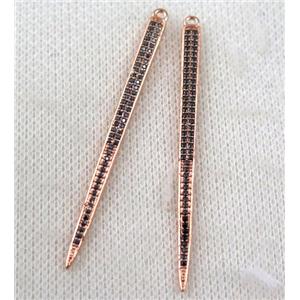 copper spike pendant paved zircon, rose gold, approx 6-55mm [FDZN1041]