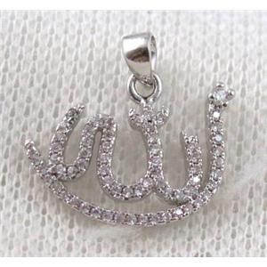 copper mountain pendant paved zircon, platinum plated, approx 15-20mm [FDZN1062]