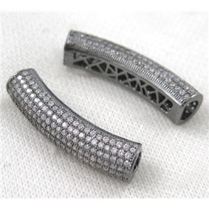 copper bead paved zircon, tube, black plated, approx 10-40mm [FDZN1084]