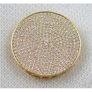 copper bead paved zircon, circle, gold plated, approx 30mm dia [FDZN1094]