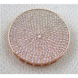 copper bead paved zircon, circle, rose gold, approx 30mm dia [FDZN1095]