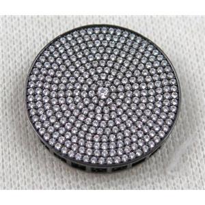 copper bead paved zircon, circle, black plated, approx 30mm dia [FDZN1096]