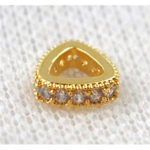 copper triangle beads paved zircon, gold plated, approx 8x8x8mm [FDZN1100]
