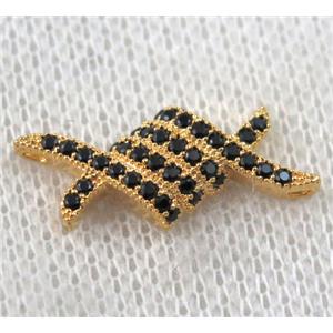 copper connector paved zircon, gold plated, approx 9x20mm [FDZN1120]