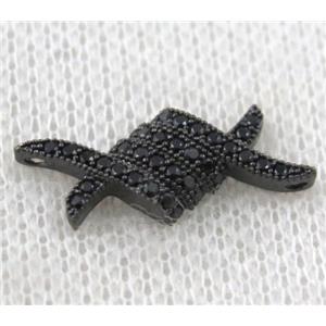 copper connector paved zircon, black, approx 9x20mm [FDZN1121]