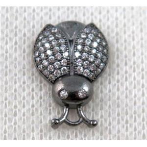 copper beetle pendant paved zircon, black plated, approx 12x18mm [FDZN1135]