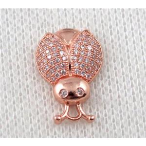 copper beetle pendant paved zircon, rose gold, approx 12x18mm [FDZN1136]