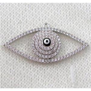copper pendant paved zircon, eye, platinum plated, approx 20x38mm [FDZN1169]