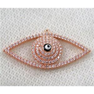 copper pendant paved zircon, eye, rose gold, approx 20x38mm [FDZN1171]